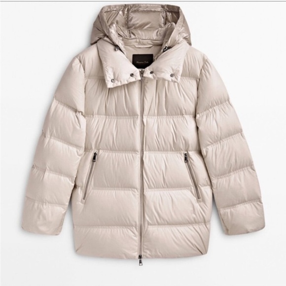NWT. Massimo Dutti Cream Quilted Puffer Jacket. Size M. - Picture 4 of 14